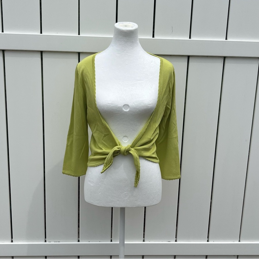 Pink Poodle Green Front Tie Sweater